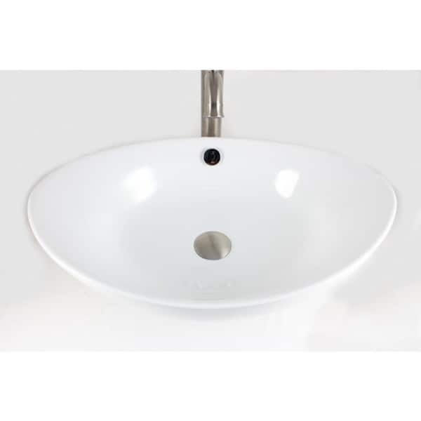 slide 2 of 3, 23" European Style Oval Shape Porcelain Ceramic Bathroom Vessel Sink