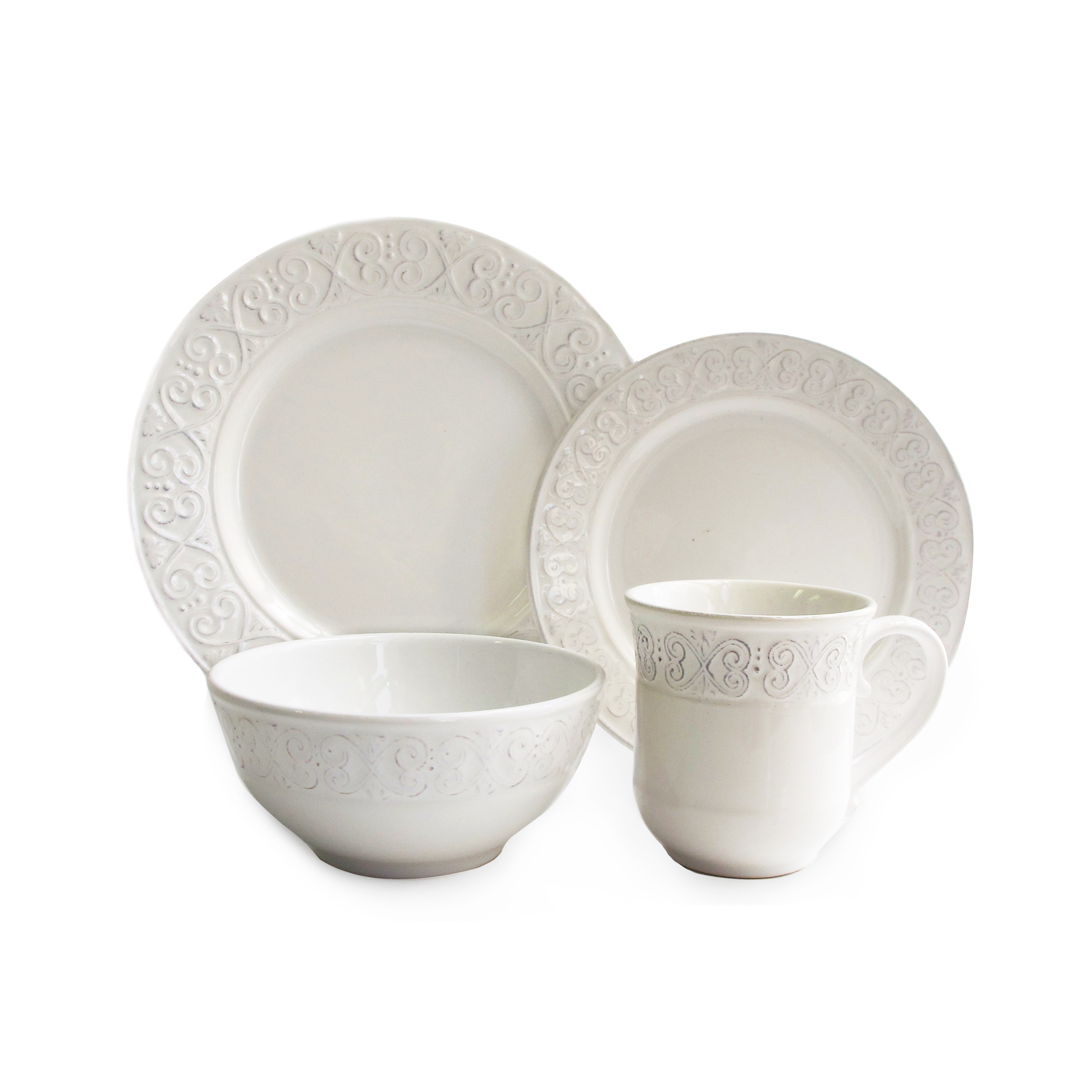 American Atelier Calista White 16 piece Dinner Set