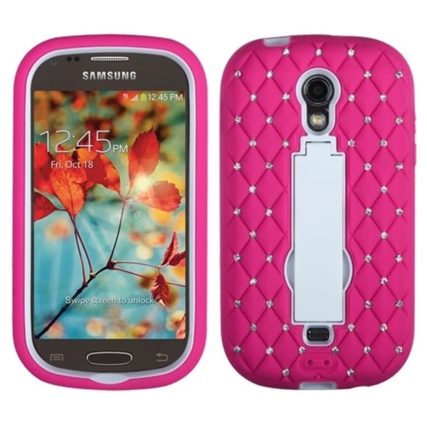 INSTEN Diamonds Stand Dual Layer Hybrid Phone Case Cover for Samsung