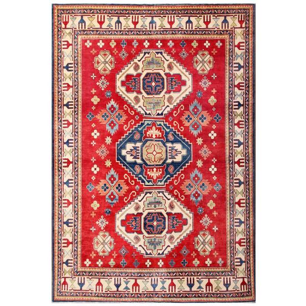 Handmade Herat Oriental Afghan Kazak Wool Rug (Afghanistan) - 5'2 x 7'3