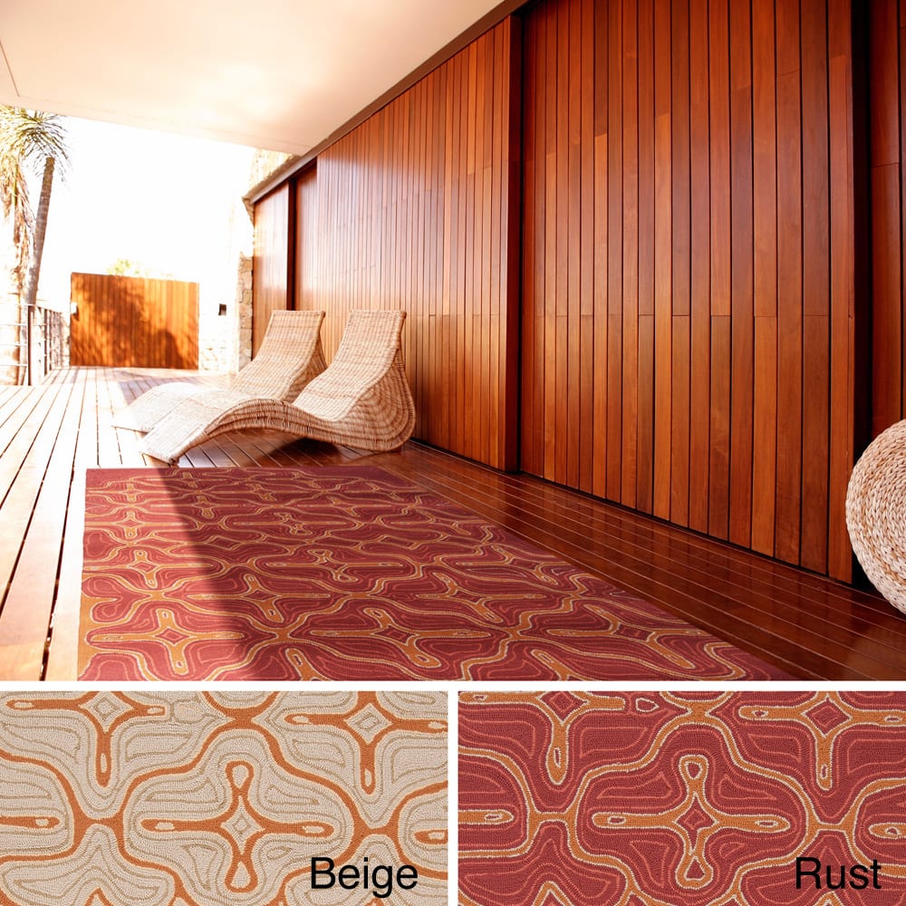 Hand-hooked Maggie Transitional Abstract Indoor/ Outdoor Area Rug