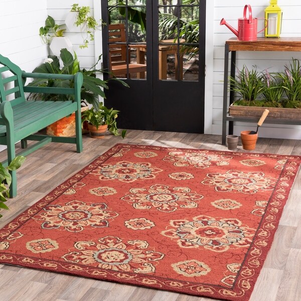 Hand-hooked Mila Contemporary Floral Indoor/ Outdoor Area Rug - 9' x 12'
