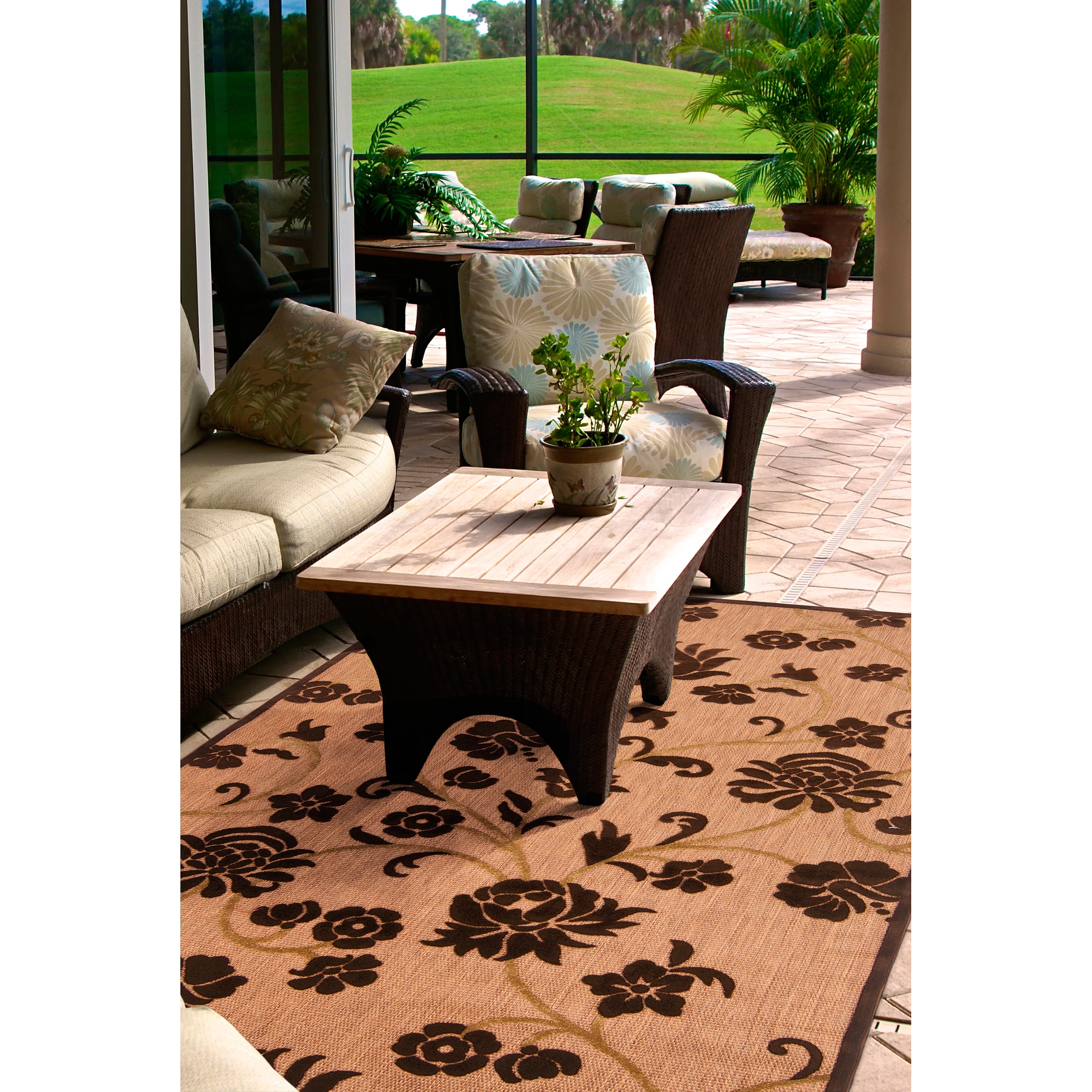 Meticulously Woven Patricia Transitional Floral Indoor/ Outdoor Area Rug (39 X 58)
