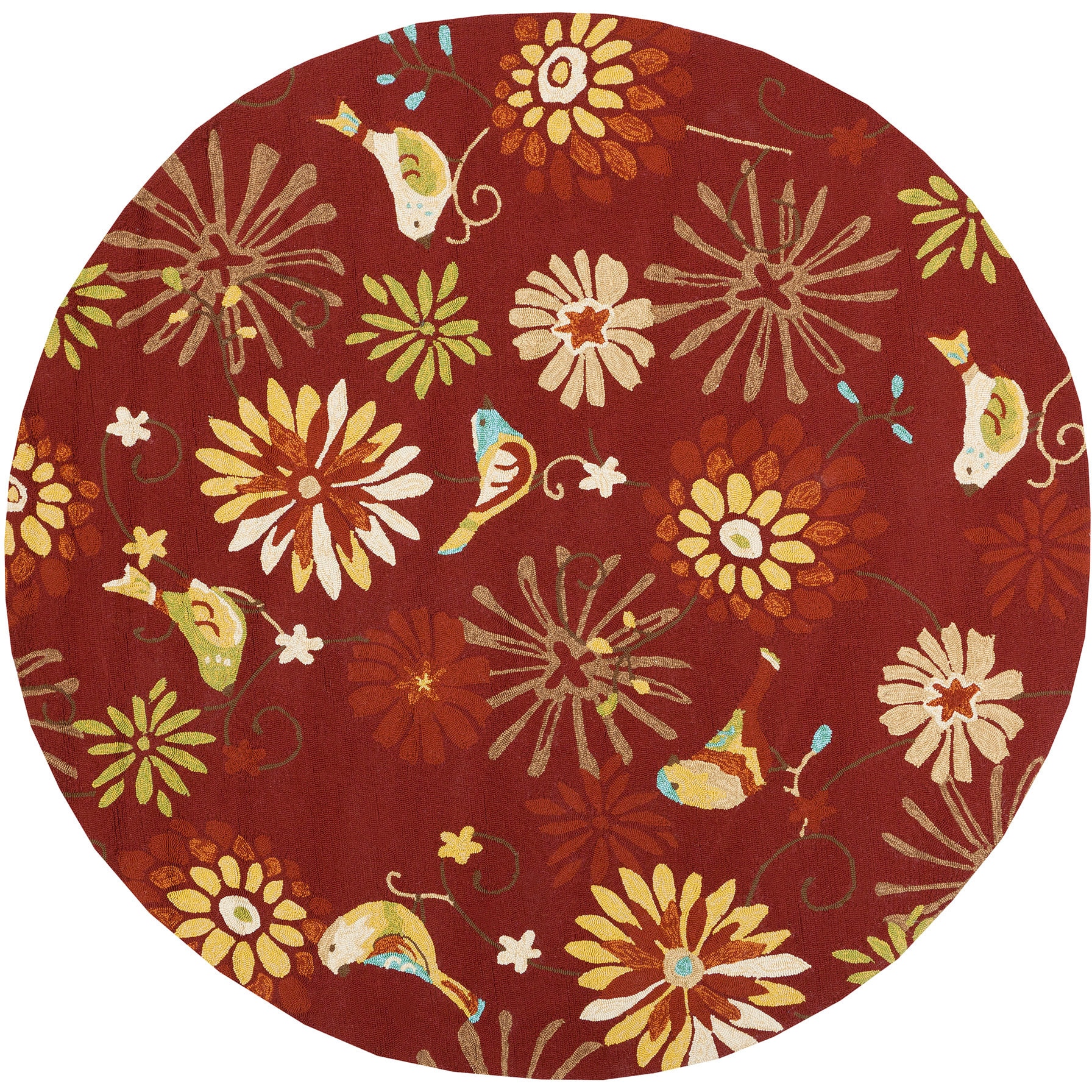 Hand hooked Lucy Transitional Floral Indoor/ Outdoor Area Rug (8 Round)