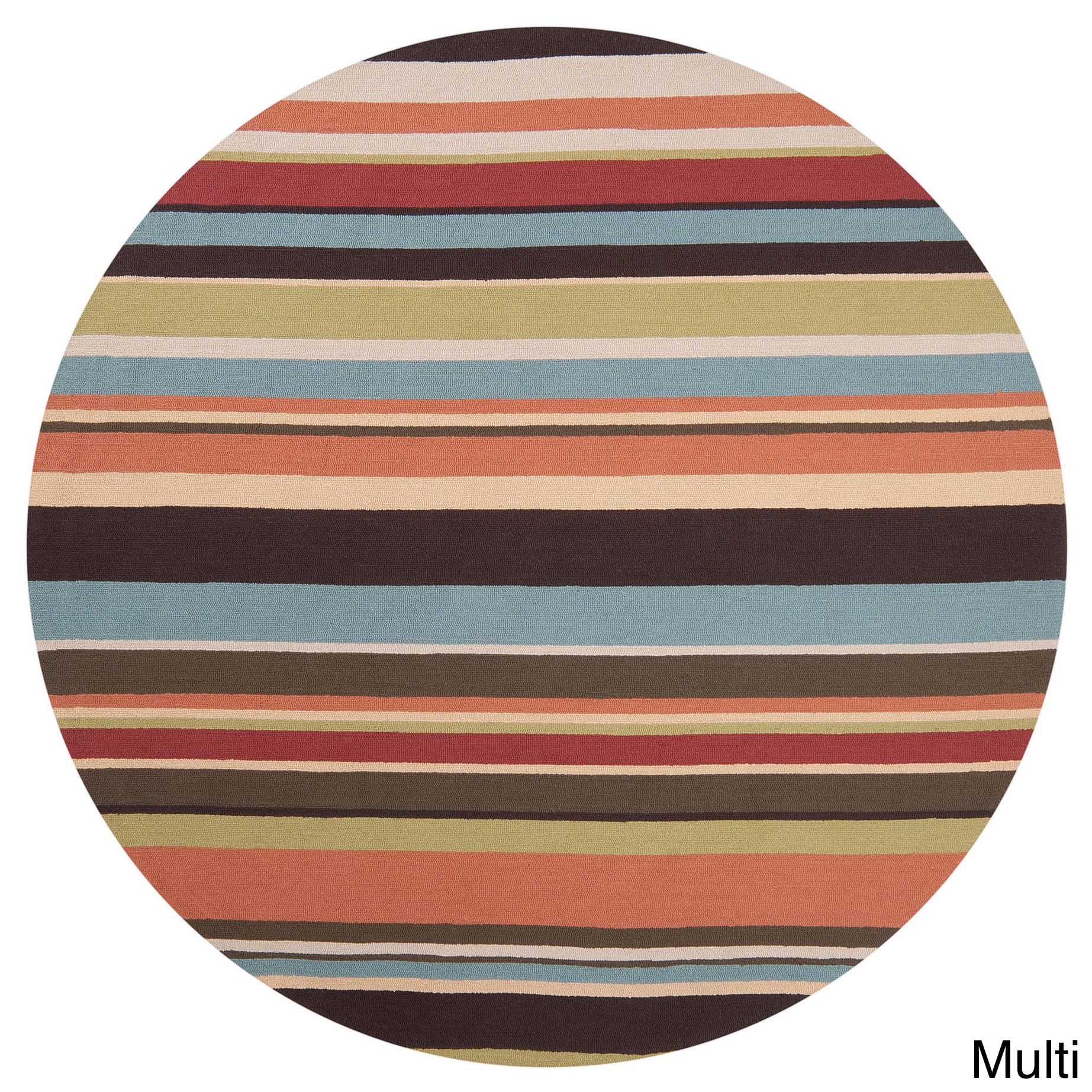 Hand hooked Shailene Striped Casual Indoor/ Outdoor Area Rug (8 Round)