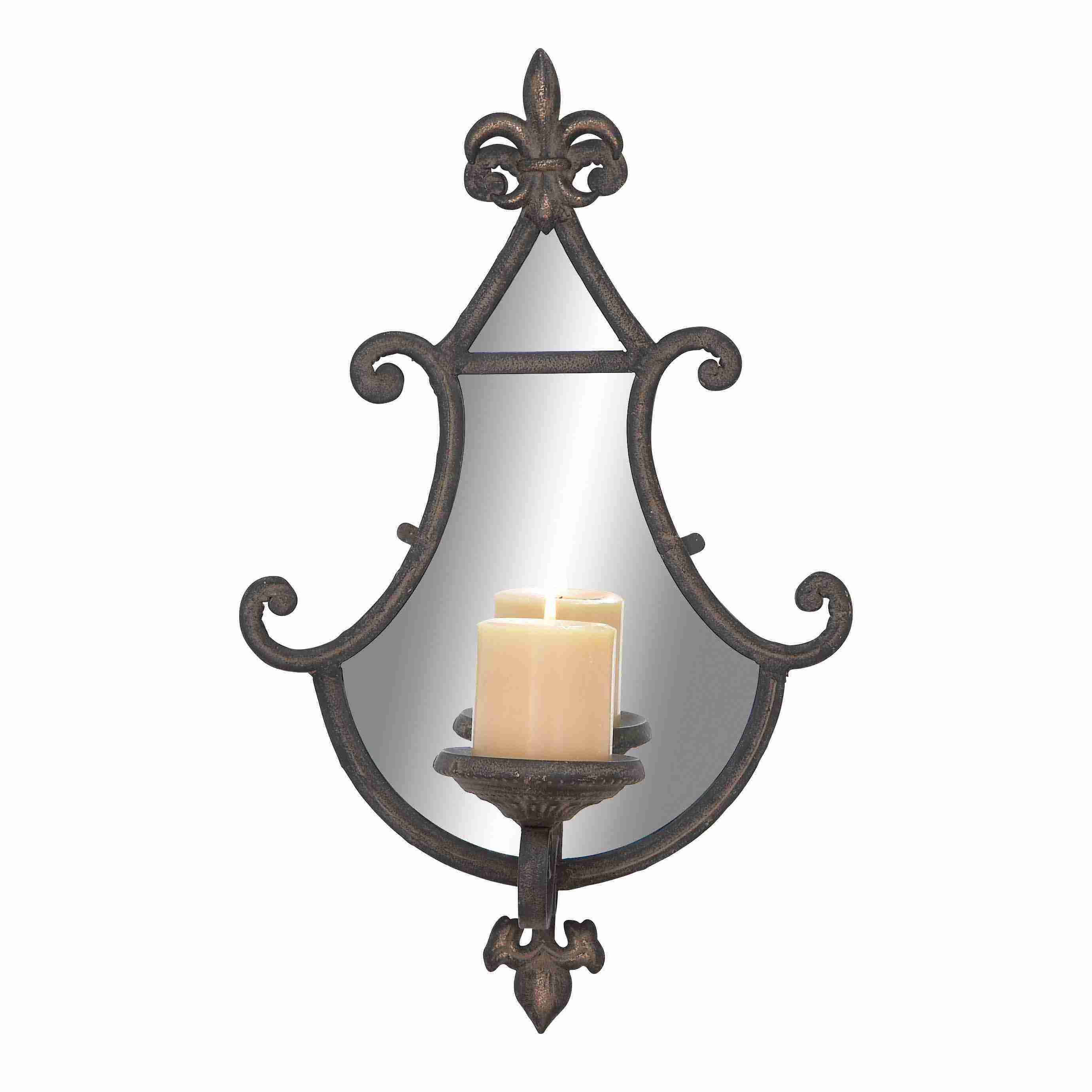 Fluted Design Metal Mirror Candle Sconce