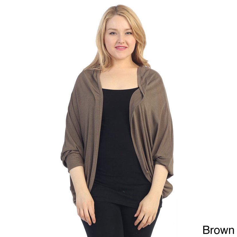 365 Apparel Womens Plus Casual Open Cardigan Brown Size 1X (14W  16W)