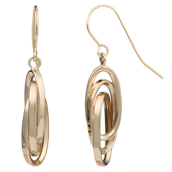 Fremada 10k Yellow Gold Interlocking Ovals Drop Earrings Fremada Gold Earrings