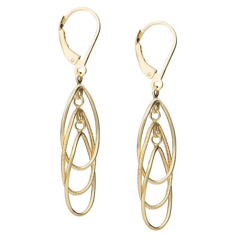 Fremada 10k Yellow Gold Interlocking Ovals Leverback Earrings