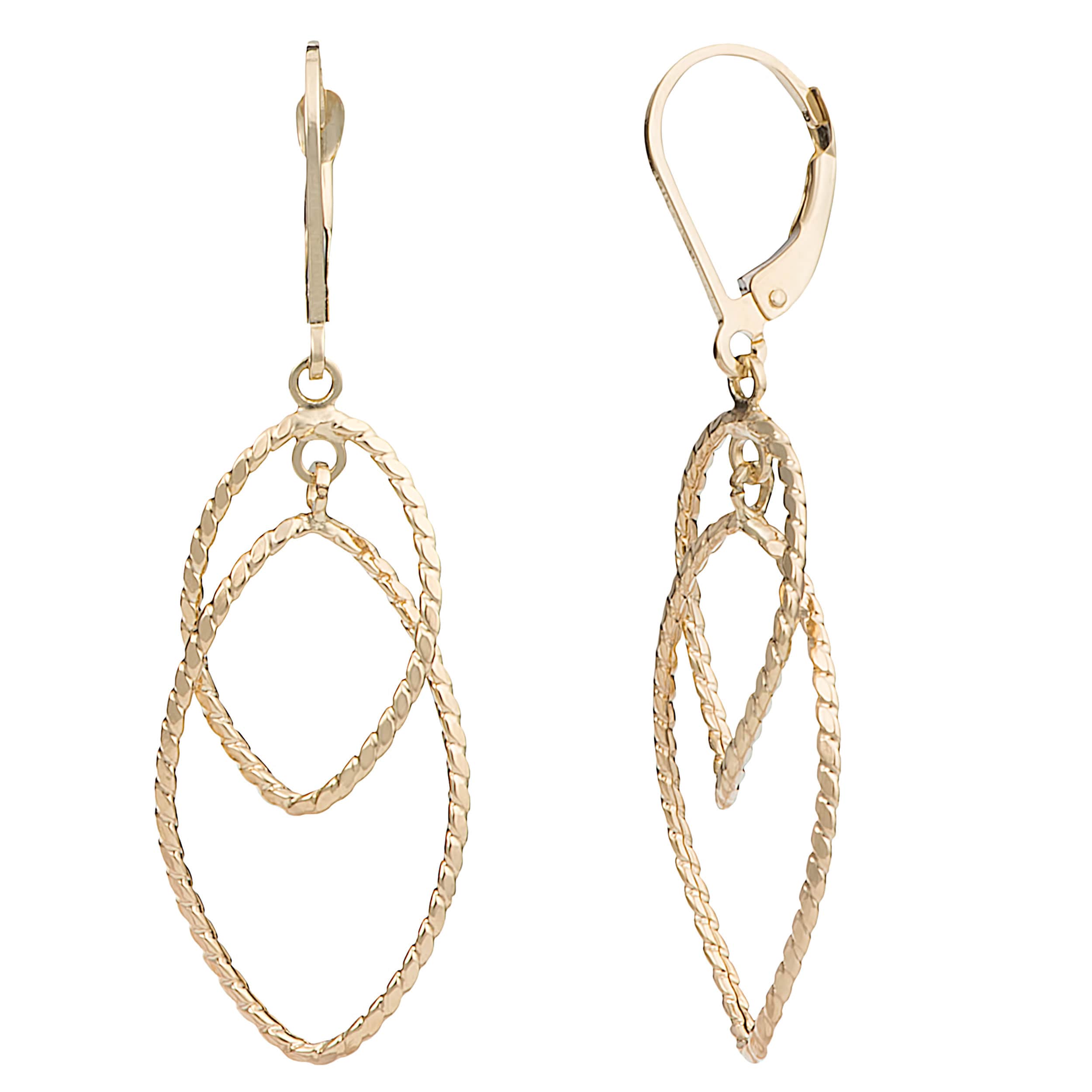 Au Naturale 10k Yellow Gold Graduated Ovals Leverback Earrings