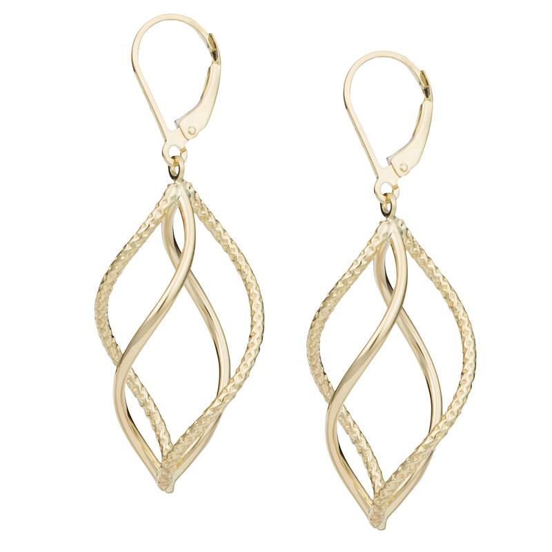 Fremada 10k Yellow Gold Twisted Marquise Leverback Earrings