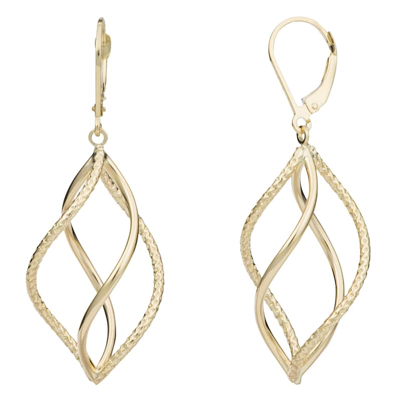 Fremada 10k Yellow Gold Twisted Marquise Leverback Earrings