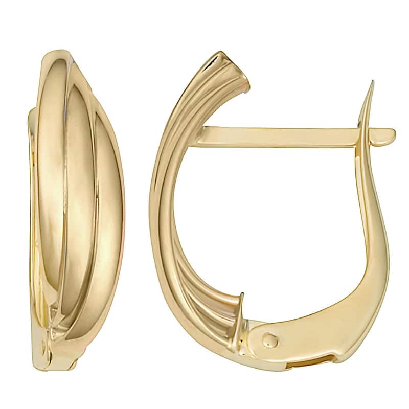 Fremada 10k Yellow/ Tri-color Gold Omega Back Hoop Earrings - Yellow Hoop Earrings