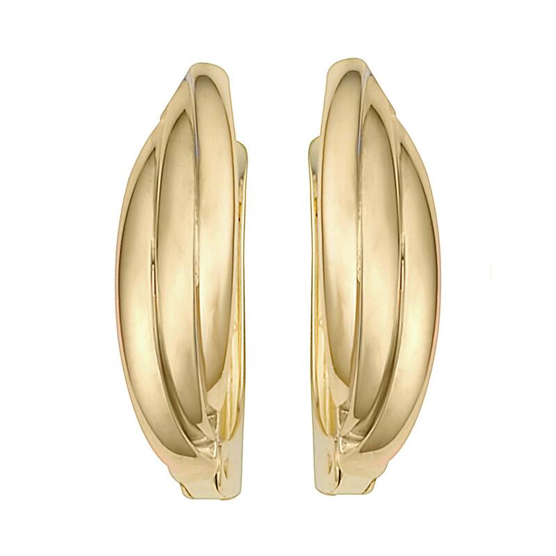 Fremada 10k Yellow/ Tri-color Gold Omega Back Hoop Earrings