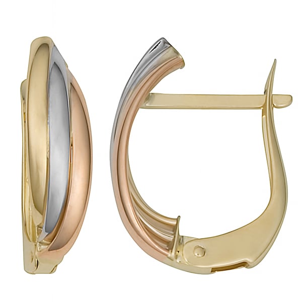 Fremada 10k Yellow Tri Color Gold Omega Back Hoop Earrings Fremada 10k Yellow Tri Color Gold Omega Back Hoop Earrings