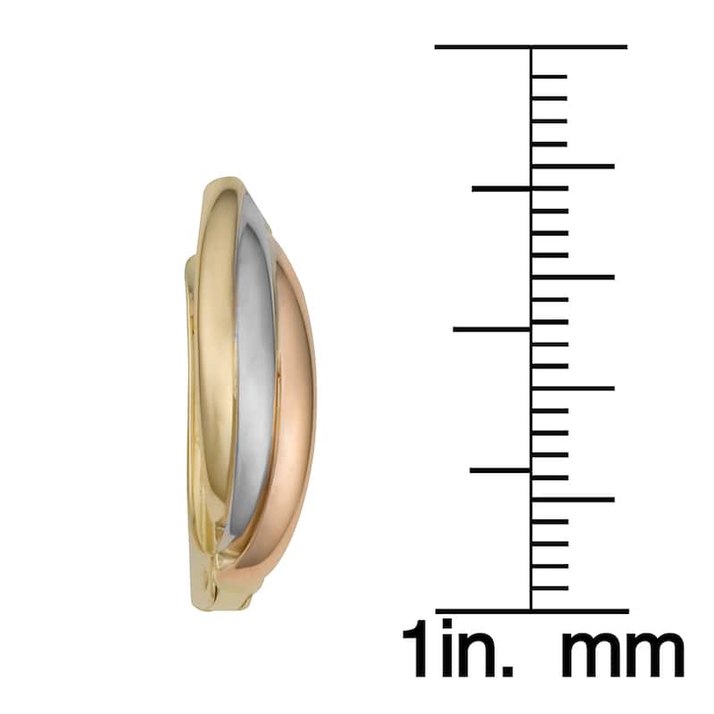 Fremada 10k Yellow/ Tri-color Gold Omega Back Hoop Earrings
