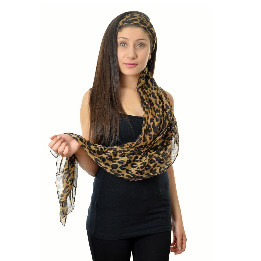 Ruffled Leopard Print Scarf