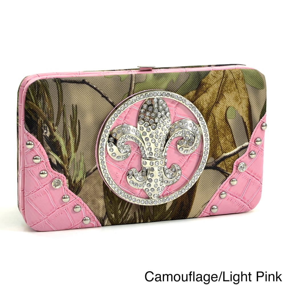 Realtree Camouflage Rhinestone Fleur De Lis Wallet