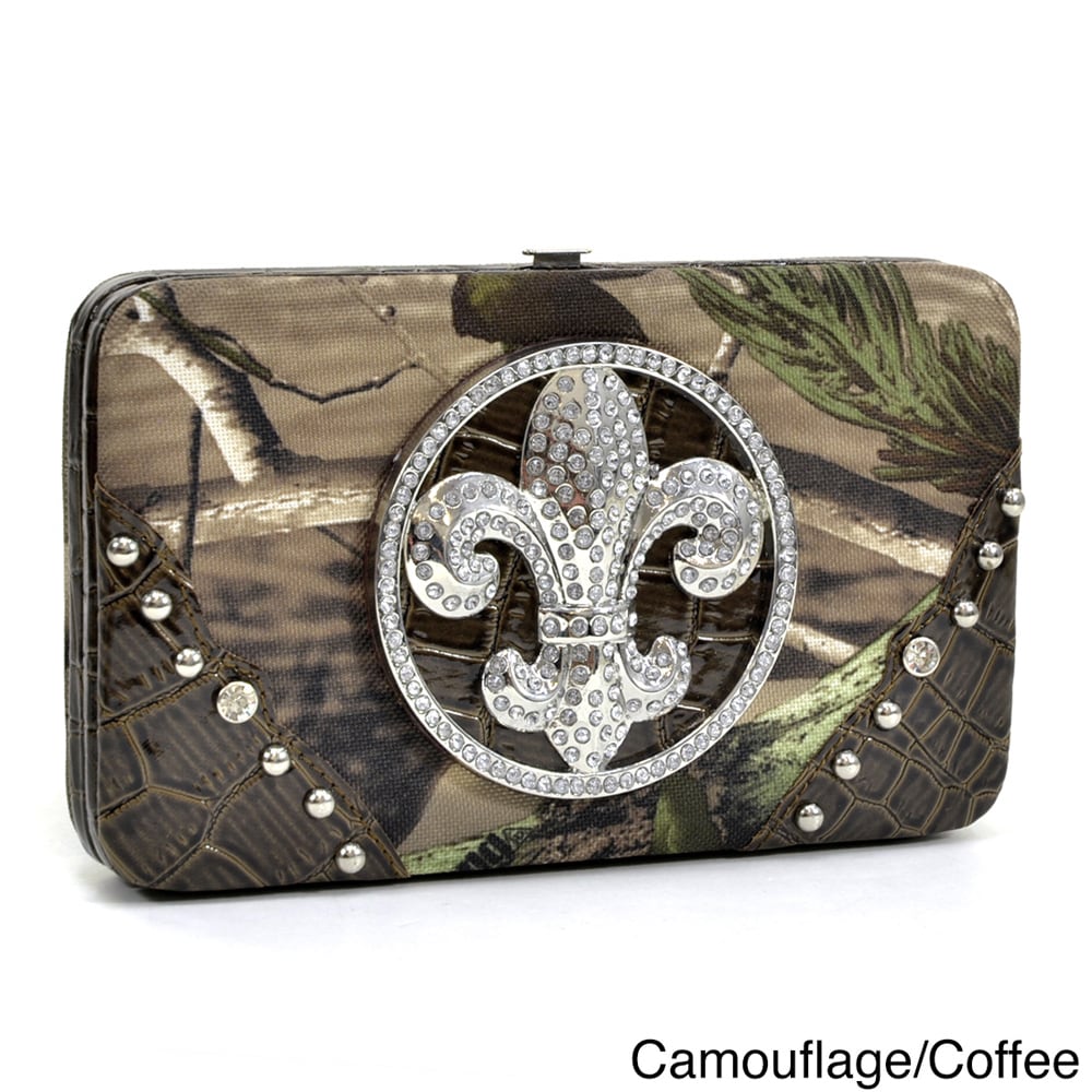 Realtree Camouflage Rhinestone Fleur De Lis Wallet