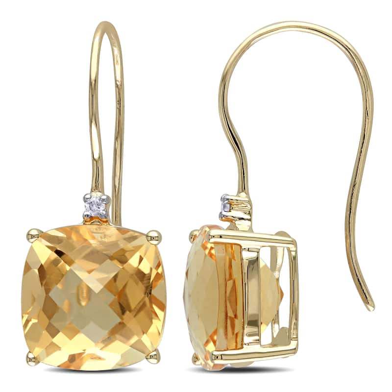 Miadora 10k Yellow Gold Citrine and Diamond Accent Dangle Earrings