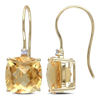 Miadora 10k Yellow Gold Citrine and Diamond Accent Dangle Earrings