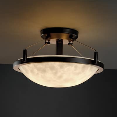 Justice Design Clouds Ring 2-light Dark Bronze Round Bowl Semi-flush
