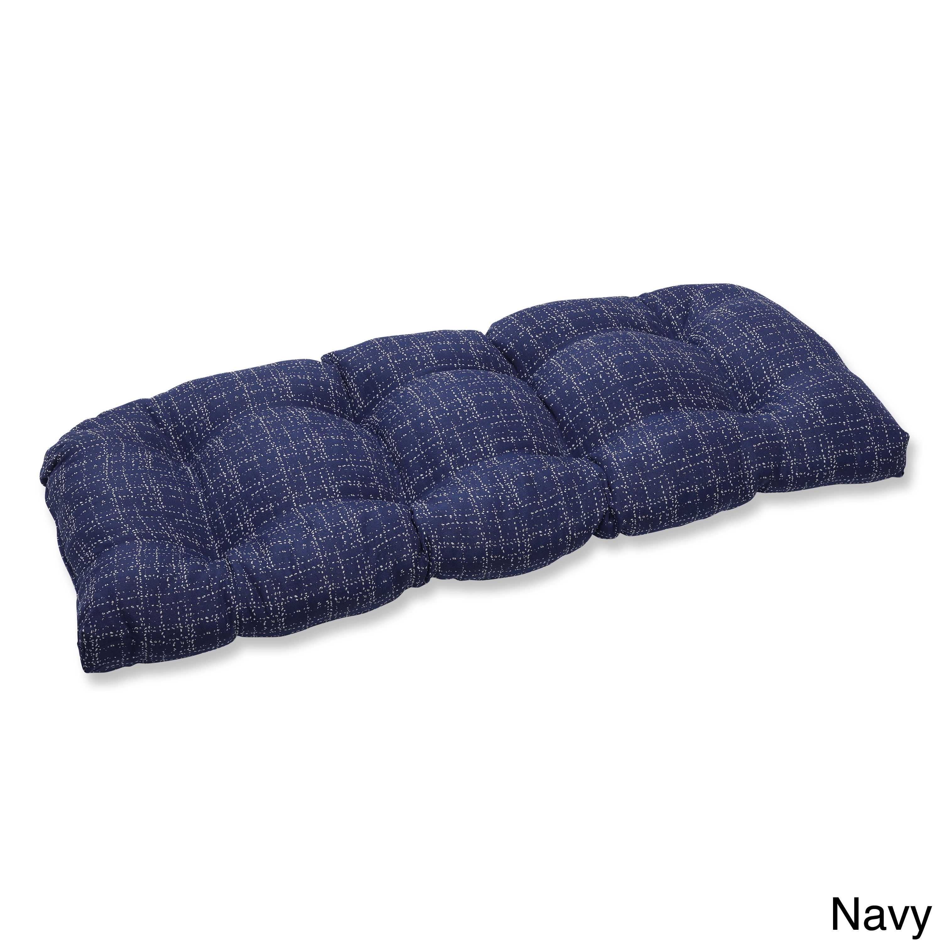 Pillow Perfect Wicker Loveseat Cushion With Bella dura Conran Fabric