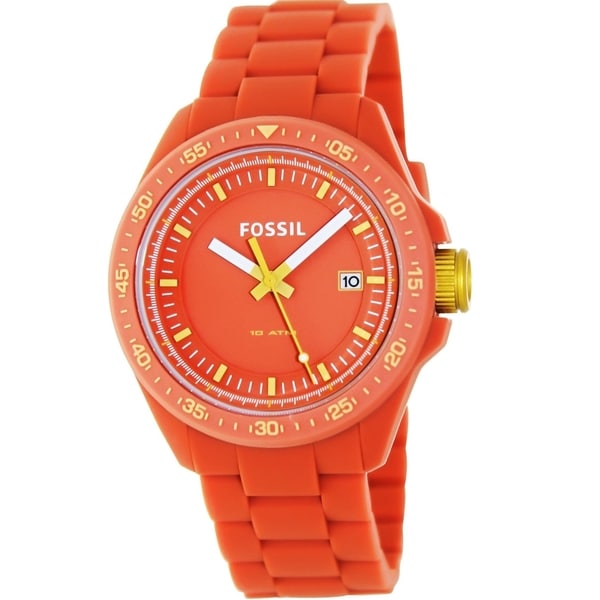 Fossil Womens AM4504 Decker Orange Silicone Watch  