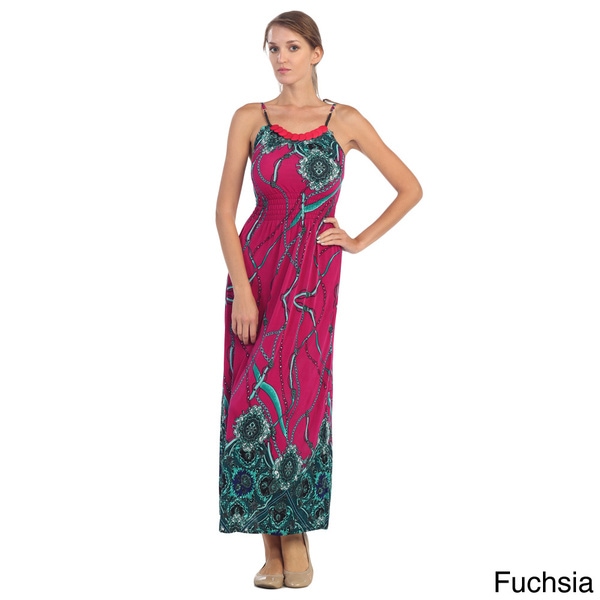 Shop Hadari Women's Contemporary Abstract Print Cinched-waist Maxi D ...