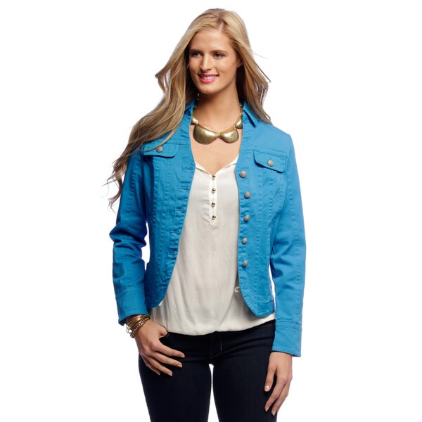 Shop Women's Turquoise Seam Split Collar Jacket - Overstock - 9116105
