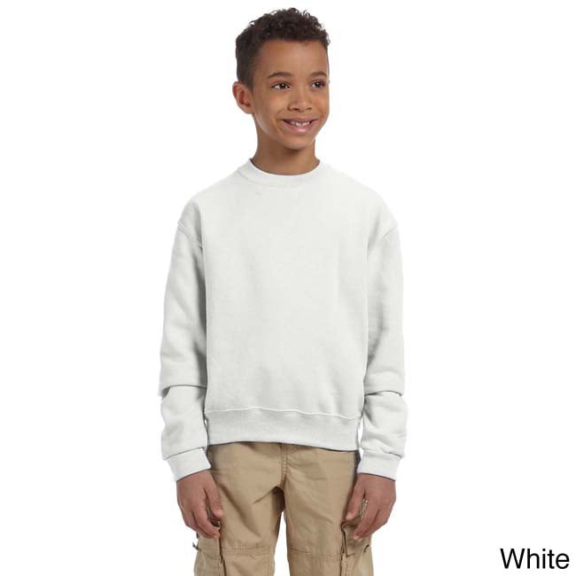 Jerzees Youth 50/50 Nublend Fleece Long Sleeve T shirt White Size L (14 16)