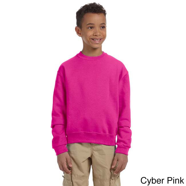 Jerzees Youth 50/50 Nublend Fleece Long sleeve T shirt Pink Size XL (18 22)