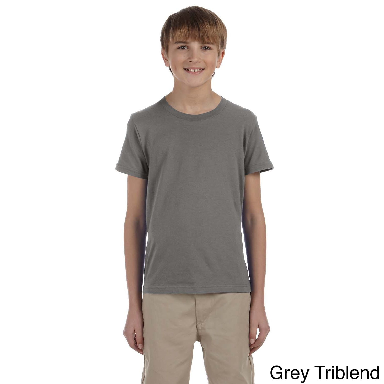 Canvas Youth Boys Jersey Short sleeve T shirt Grey Size L (14 16)