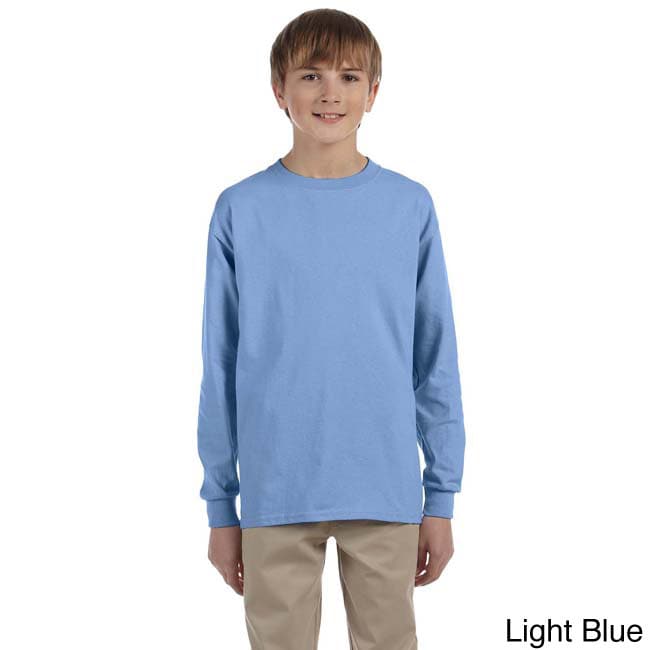 Jerzees Youth Boys Heavyweight Blend Long sleeve T shirt Blue Size L (14 16)