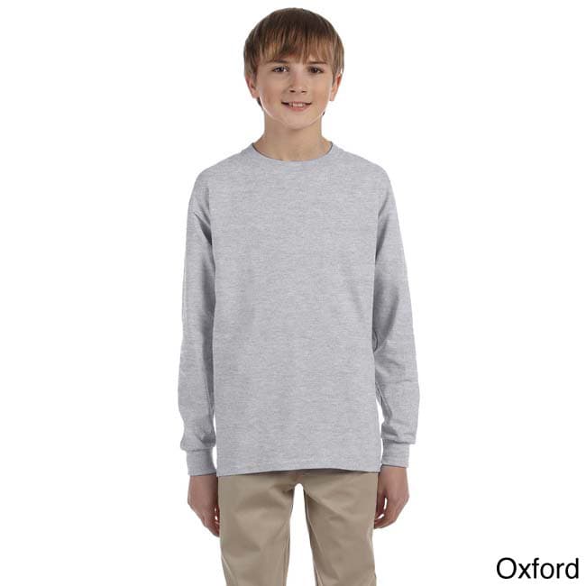 Jerzees Youth Boys Heavyweight Blend Long sleeve T shirt Grey Size L (14 16)