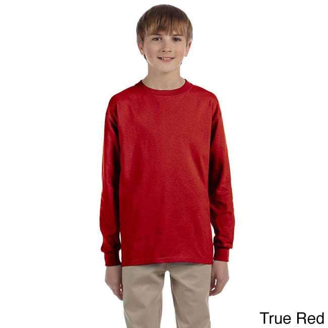Jerzees Youth Boys Heavyweight Blend Long sleeve T shirt Red Size M (10 12)