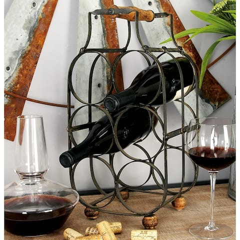 Black Iron Rustic Vintage Farmhouse Table Wine Rack Holder
