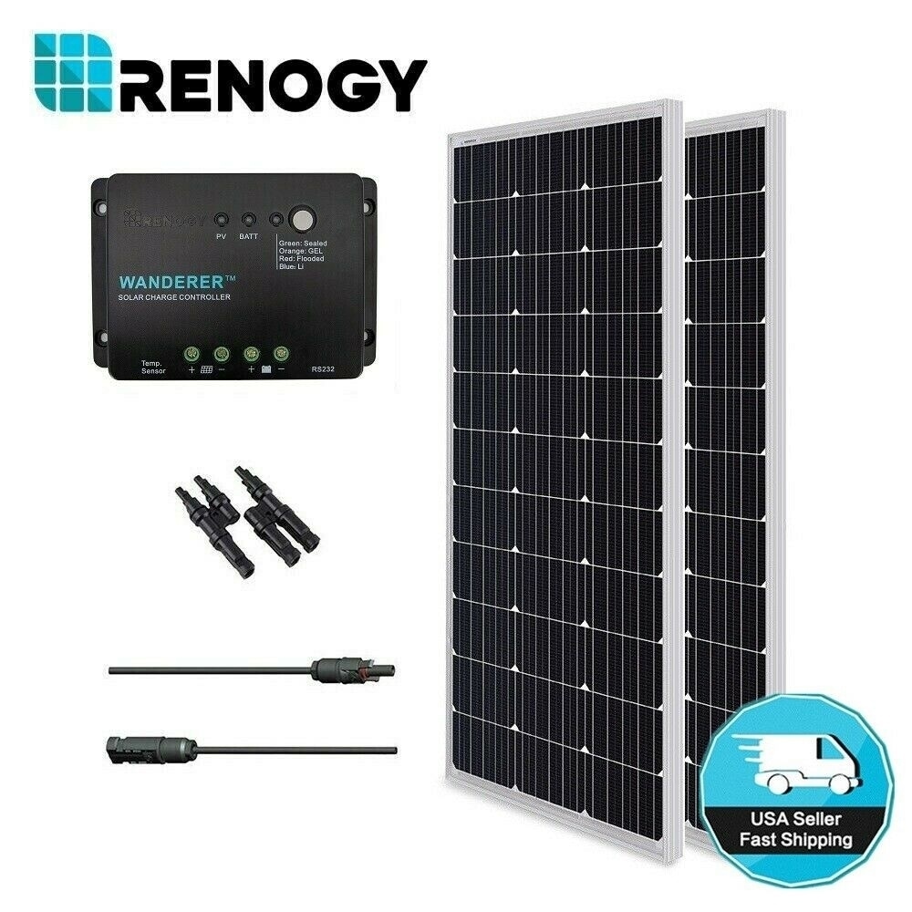 Solar Panel Bundle 200w With 2 100w Mono Solar Panels/ 30a Chg Cont/ Mc4 Br Conn/ Mc4 Adapter Kit