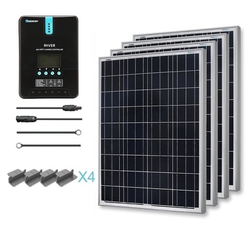 Premium Solar Panel Kit 400w With 4 100w Poly Solar Pan/ 20 Ad Kit/ 40a Mppt Chg Con/ Z Bracket