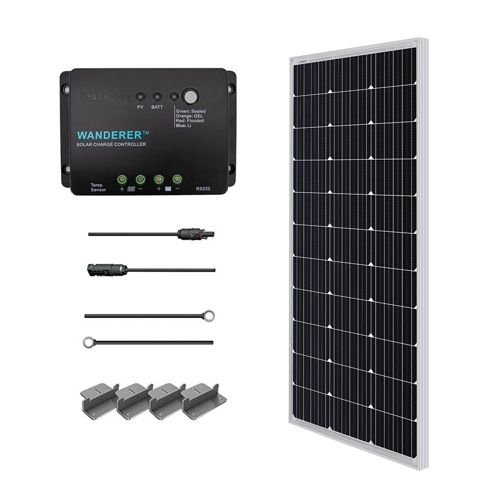 Solar Panel Starter Kit 100w With 100 Watt Mono Solar Panel/ 20 Adapter Kit/ 30a Charge Con/ Z Br