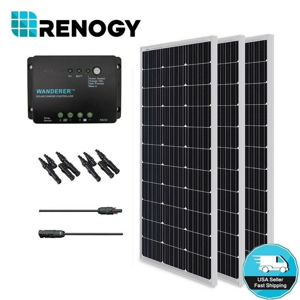 Solar Panel Bundle Kit 300w With 3 100 W Mono Solar Pan/ 30a Chg Cont/ Mc4 Br Conn/ Mc4 Adapter Kit