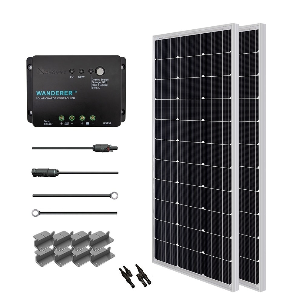 Solar Panel Starter Kit 200w With 2 100w Mono Sol Pan/ 20 Ad Kit/ 30a Chg Con/ Mc4 Br Conn/ Z Br