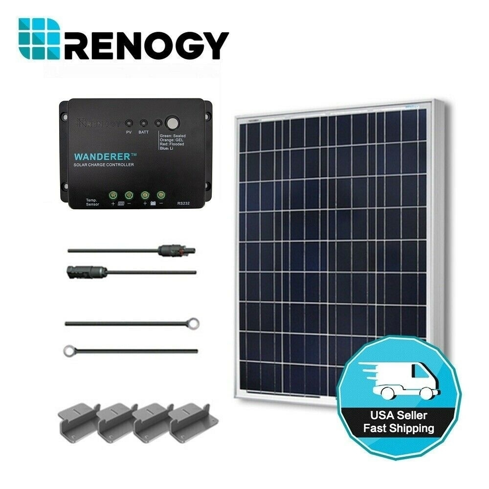 Solar Panel Starter Kit 100w With 100w Poly Solar Panel/ 20 Ad Kit/ 30a Charge Controller/ Z Br