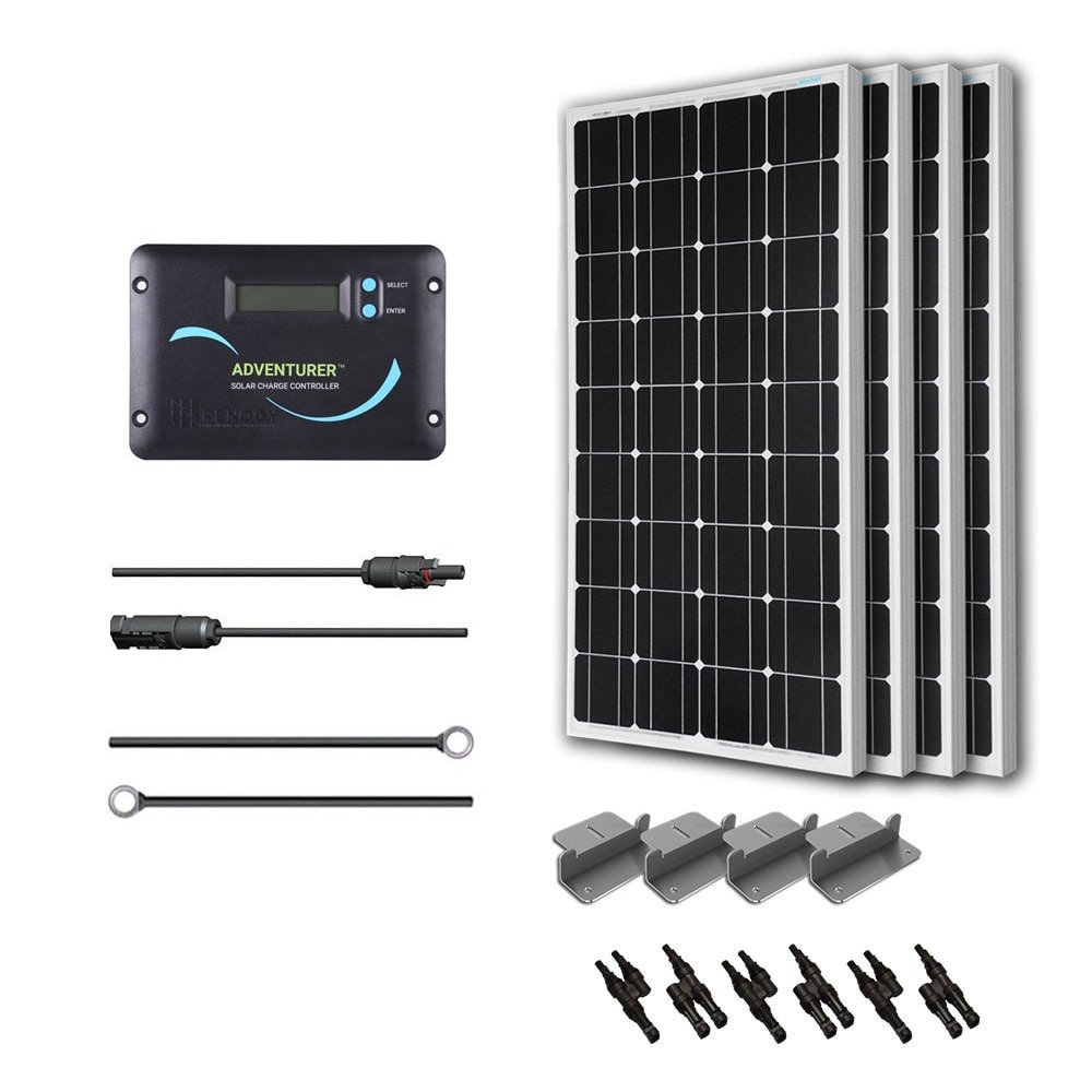Rv Solar Panel Kit 400w With 4 100w Mono Sol Pan +40 Ad Kit/ 30a Lcd Chg Con+mc4 Branch Conn+Z Br
