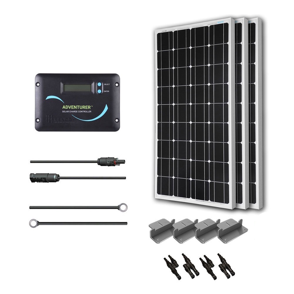 Rv Solar Panel Kit 300w With 3 100w Mono Solar Pan/ 40 Ad Kit/ 30a Lcd Chg Con/ Mc4 Br Conn/ Z Br