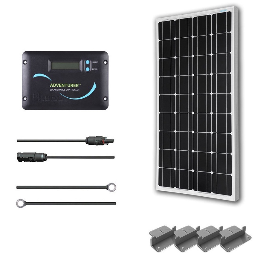 Rv Solar Panel Kit 100w With 100w Mono Solar Pan/ 40 Ad Kit/ 30a Lcd Chg Con/ Z Bracket
