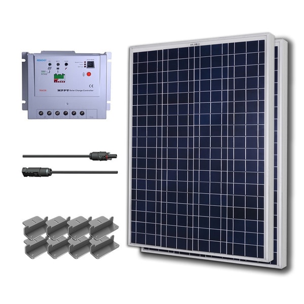 Premium Solar Panel Kit 200W with 2 100W Poly Solar Pan/ 20 Adapt Kit