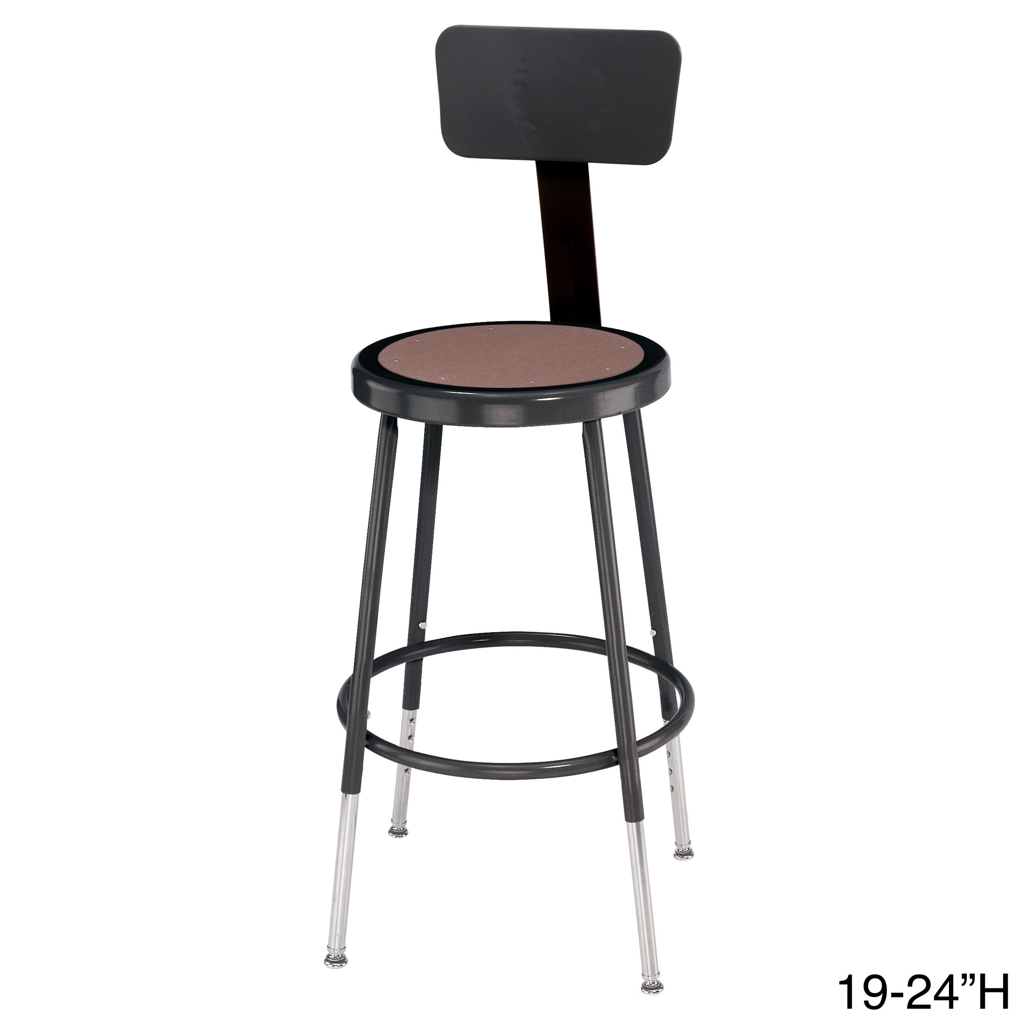 Shop Adjustable Black Stool with Round Hardboard Seat and Backrest