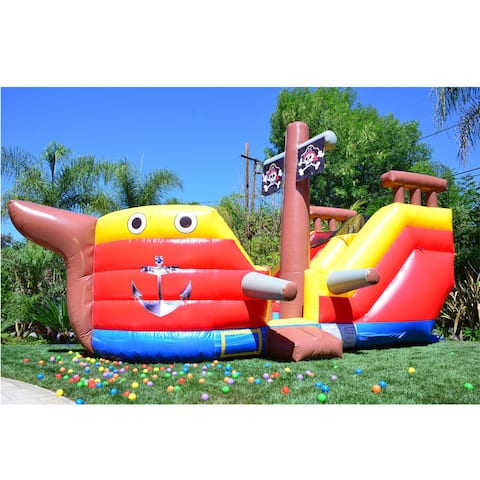 JumpOrange Pirate Ship Inflatable Bouncer, Commercial PVC Vinyl, with Blower