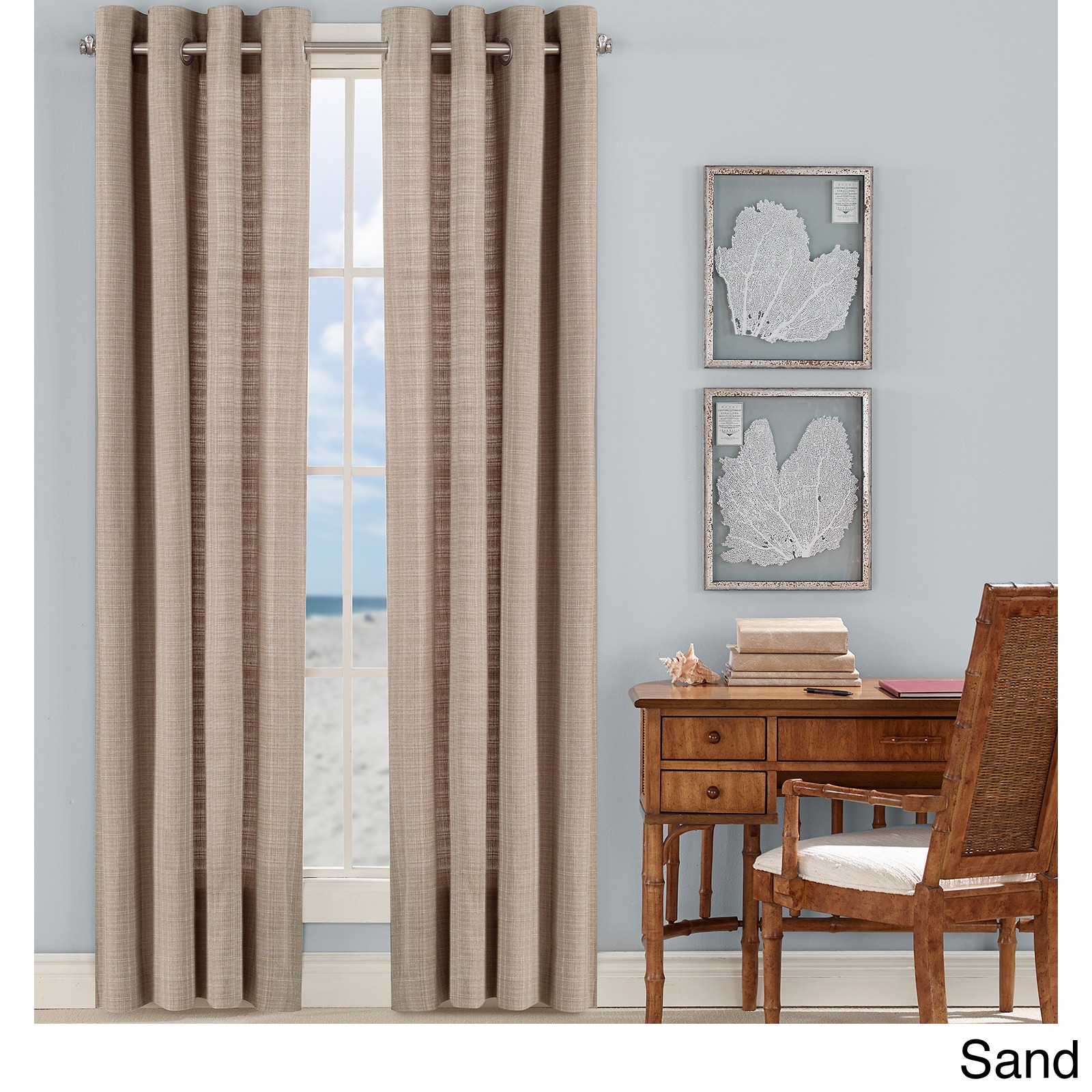 Tommy Bahama Tommy Bahama Malone Coast Drape Panel Set With Grommets Beige Size 52 x 84